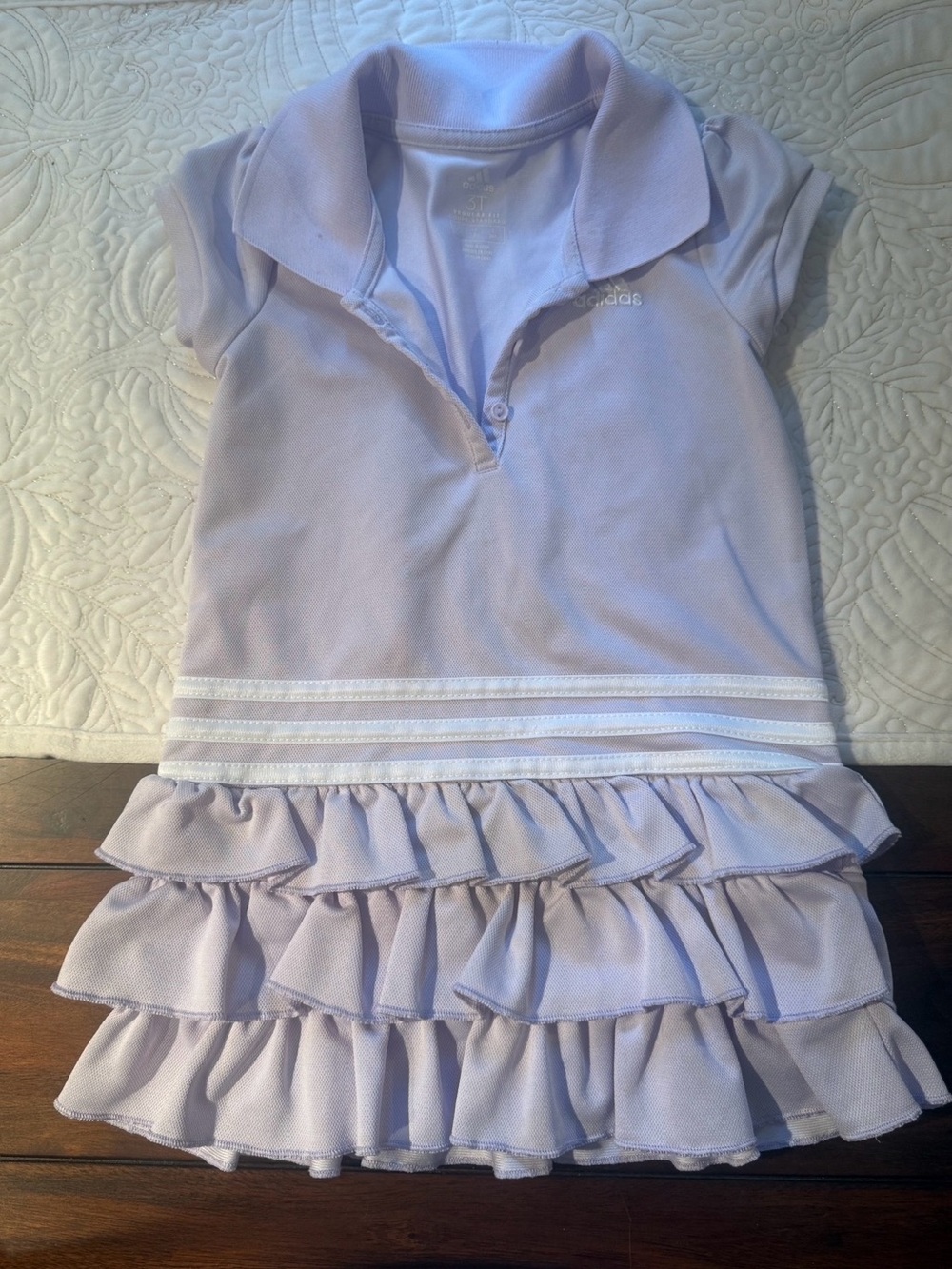Adidas Ice Lavender Tiered Ruffle Polo Athletic Dress - Picture 2 of 4